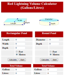Red Lightning Pond Volume Calculator